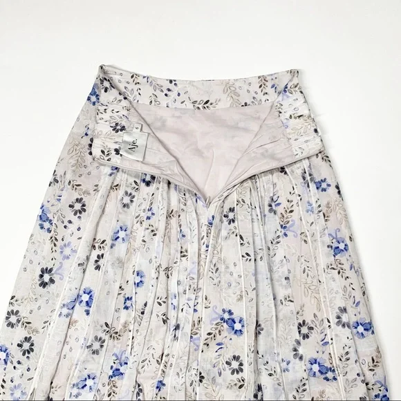 AJE Dellal Midi Skirt Wildflower Floral Print Size US 2 XS (AU 6) White Blue - Picture 10 of 12